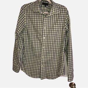 Banana Republic Non Iron Tailored Slim Button Front Mens Shirt S Green Black